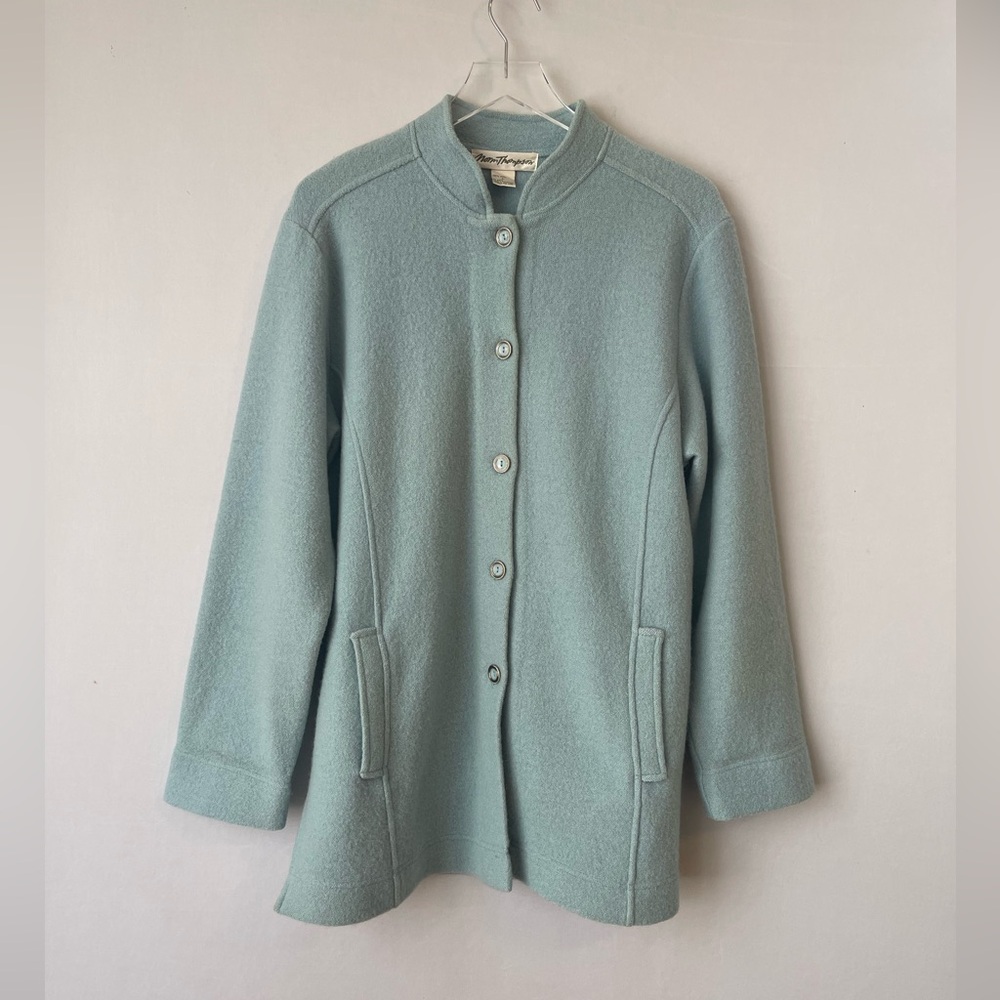 Norm Thompson Light‎ Blue Boiled Wool Jacket L